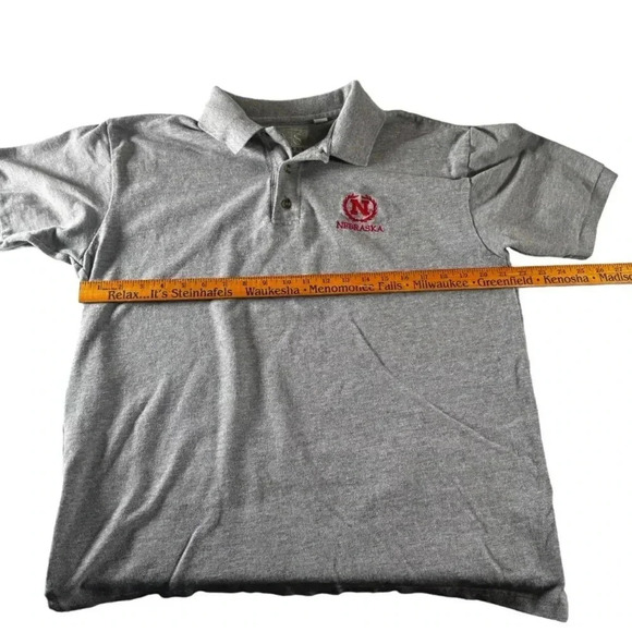 Nebraska Cornhuskers AS Sports Men's Gray Cotton Polo Size Large Shirt - Picture 6 of 12